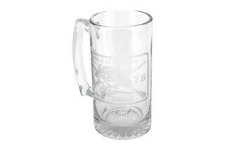 Sons of Liberty Gun Works Large Clear Glass Etched Angry Patriot Beer Mug with handle